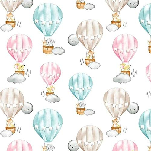 Pingianer 11,99€/m Maus 100% Baumwolle Baumwollstoff Kinder Meterware Handwerken Nähen Stoff (Maus Heißluftballon, 100x160cm (11,99€/m))
