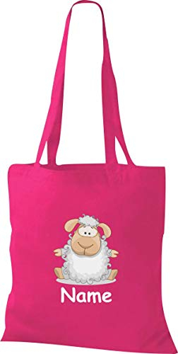 Shirtinstyle Stoffbeutel Tasche, Tiermotiv Schaf mit Wunschnamen, Natur Zoo Tiere Animal, Geschenk, Baumwolltasche, Logo, Spruch, Verwandschaft, Motiv, Farbe Weinrot