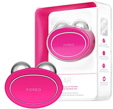 FOREO BEAR Smartes Mikrostrom-Facelifting-Gerät - Gesichtsmassagegerät - Gesicht & Jawline Trainer - Gesichtsmassage - Gesichtsroller - Sicher Facelifting - Anti-Aging - Fuchsia, 1 Stück (1er Pack)