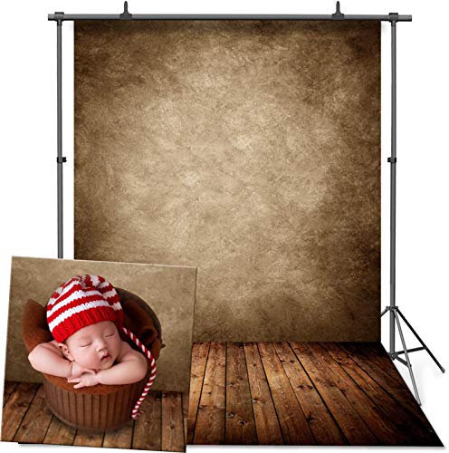 VEOEOV 1,5 x 2,1 m Fotohintergrund Retro Braun Wand Holz Boden Fotografie Hintergrund für Studio Requisiten