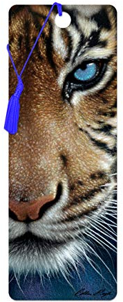 3D LiveLife Lesezeichen - Blaue Augen von Deluxebase. Ein Tiger-Lesezeichen mit linsenförmiger 3D-Grafik, lizenziert vom bekannten Künstler Colin Bogle