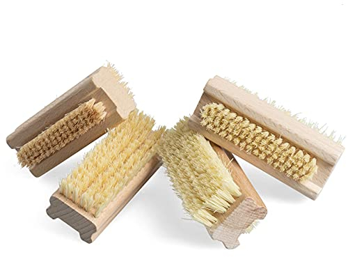 4er Set Nagelbürste – hautverträgliche Fingernagelbürste Buchenholz Naturborsten –Handbürste Maniküre Pediküre – Handbürste Made in Germany