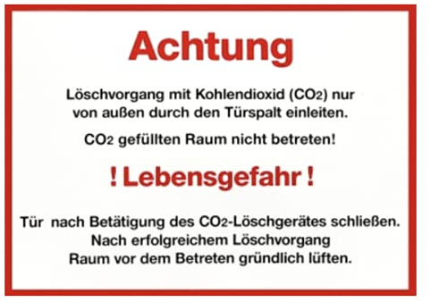 Schild Aufkleber CO2 Löschanlage Kohlendioxid Lebensgefahr