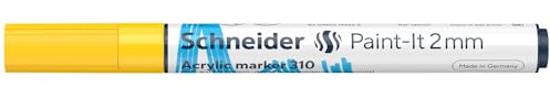 Schneider 120105 Paint-It Acrylstift (mit 2 mm Rundspitze, hochdeckende Acrylfarben für Holz, Leinwand, Stein uvm.) 1 Stück, gelb