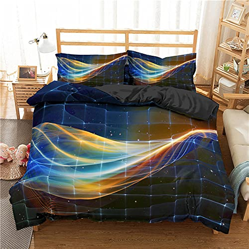 LTHCELE Bettwäsche Bettgarnitur Bettbezug 100% Baumwolle 135 x 200 cm Science Fiction Aurora Universum Farbe 3D Theme Muster Bettbezug und Kissenbezug Easy Care Kinder Jungen Teenager Männer Bettwäsch