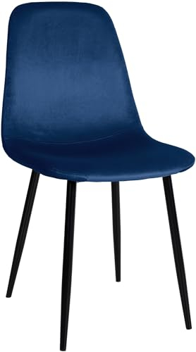 CLP Chaise De Salle A Manger Napier en Similicuir Tissu Ou Velours I Chaise avec Surface D'assise Matelassée Pieds en Metal I Charge Max.150 Kg, Couleur:Bleu, Matériel:Velours