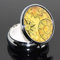 Metall Pillendose Rund, 3 Fächer Tragbare Reise Pille Tablet Container Pillenbox, 50mm Mini Pillenetui Medikamentenbox Organisator Gelbes Retro-Sonnenmuster
