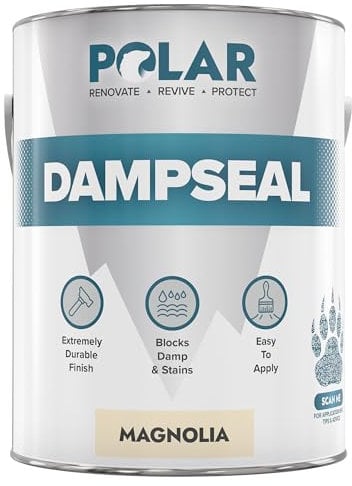 Polar Magnolia Damp Seal Paint - 2.5 Litre - Matt Finish - Stain Blocker and Anti Damp Proof Paint for Internal Walls & Ceilings - Quick Drying for Wood, Plaster, Cement and Stone