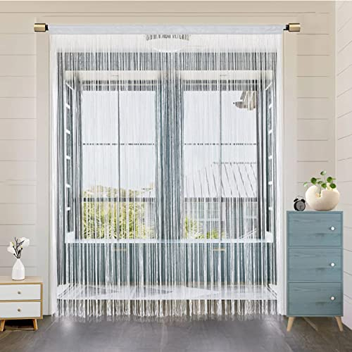 HSYLYM Türvorhang Fenstervorhänge Türdekorationen Raumteiler Dekorationen für Zimmertüren, Wandschrank, Party und Möbel, einteiliges Design 244x229cm Weiß