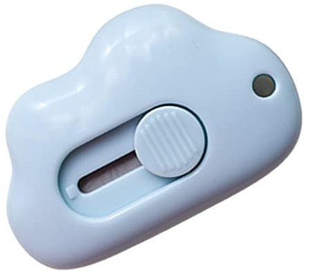 Skrskr - tagliacarte a forma di nuvola, retrattile, con foro per portachiavi, tagliacarte portatile in cartone tascabile, piccolo taglierina per carta, cancelleria