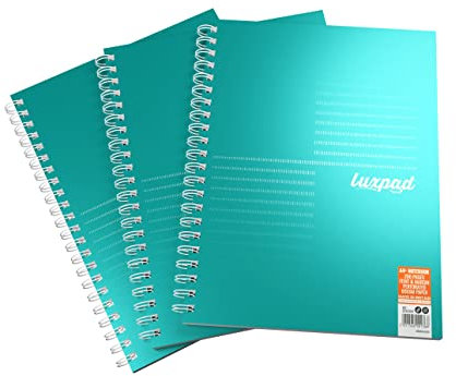Silvine Luxpad Metallic Notizbuch, A4, FSC, Spiralbindung, liniert, 200 Seiten, 3 Stück