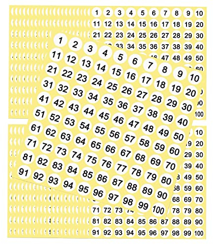 100 Blatt 0-100 Zahlen Aufkleber, Selbstklebende Nummerierte Etiketten, Starke Klebrigkeit, für Inventarkennzeichnung, Schuldekoration