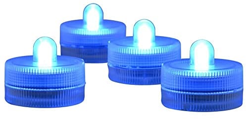Afoosoo Lot de 50 bougies LED sous-marines sans flamme - Bougies LED à piles - Bougies chauffe-plat de plongée décoratives pour fête de mariage, événement, éclairage d'aquarium, Noël, Halloween - Bleu