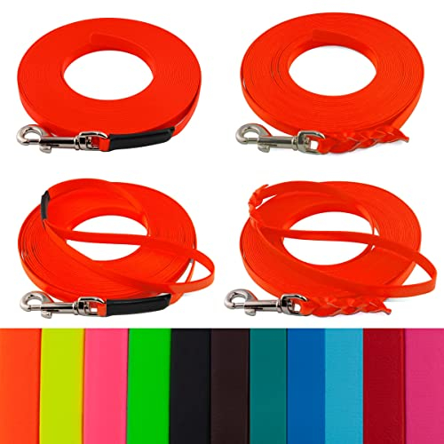 LENNIE Extraleichte, 13mm breite Biothane Schleppleine für Hunde von 15-25kg, ohne/mit Handschlaufe, 3m 5m 10m 20m, schmutz-Wasser-abweisend