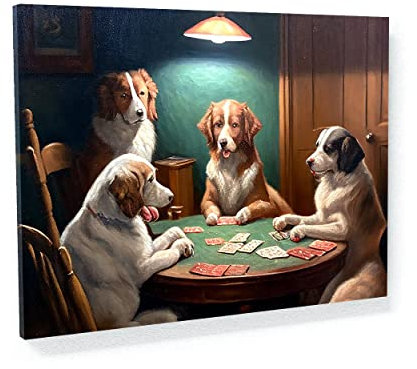 Sense Canvas Dogs Playing Poker 97 Leinwandkunst, Heimdekoration, Wandkunstdruck, Poster, Gemälde, groß, 40 x 30 / 3,8 cm