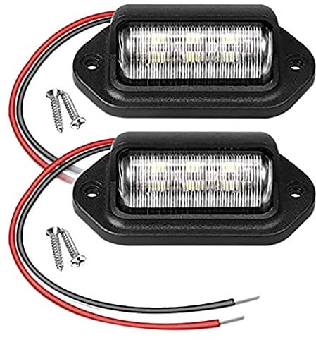 Tassety 2Pcs 12V LED Number License Plate Light for Car Boats Motorcycle Automotive RV Truck Trailer Exterior