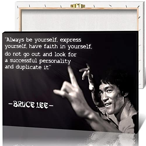 Inspirierendes Poster Wandbild Kunstwerk Leinwand Drucke Kung Fu Star Bruce Lee Bild Wand Kunst Malerei für Wohnzimmer Dekoration, 42 * 60cm, gerahmt
