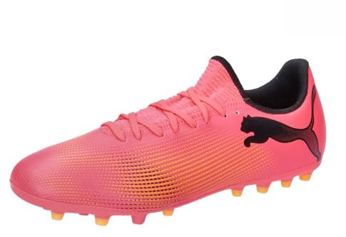 Puma Men Future 7 Play Mg Soccer Shoes, Sunset Glow-Puma Black-Sun Stream, 42 EU