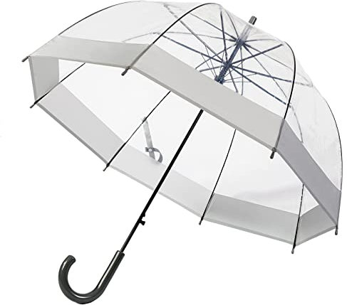 ThreeH Klarer Regenschirm Strapazierfähiger winddichter Bubble Dome Unisex Erwachsene Romantischer Regenschirm Transparenter POE-Baldachin für Hochzeiten, Grau