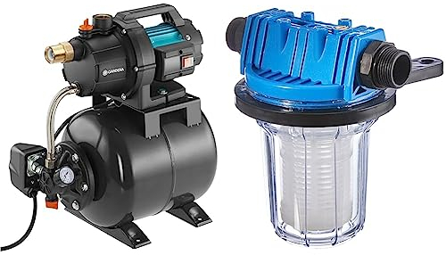 Gardena Hauswasserwerk 3700/4: Pumpe zur Hauswasserversorgung mit 19l Tank & Güde 94460 Schmutzfilter Kurz Sandfilter Vorsatzfilter, 1 Stück (1er Pack)