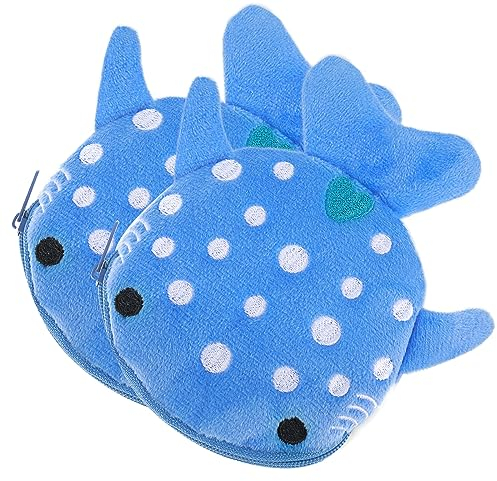 simarro 2Pcs Hai Plüsch Geldbörse, Kawaii Shark Zipper Wallet Portable Change Wallet Männer Frauen Kosmetik Schmuck Schlüsselhalter Kopfhörer Tasche Kleinteile Taschen (Blau)