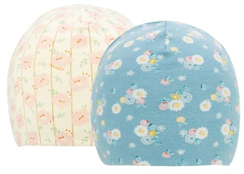 FORUHOO Baby Mädchen Beanie Mütze + Schlauchschal 2er Set, Wintermütze für Jungen Mädchen Baumwolle(Zweilagige Set: Daisy/Kirschblüte,49-53)
