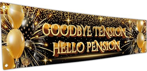 KASKANA Banner zum Ruhestand, Schwarz und Gold, 180 x 40 cm