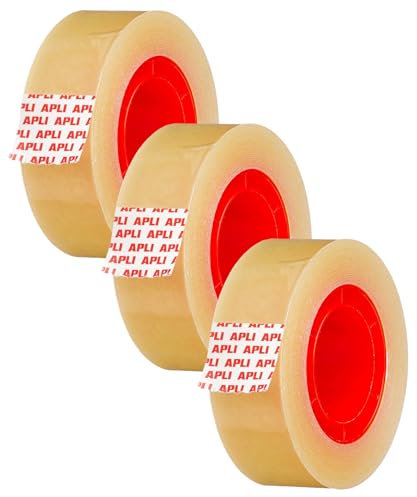 APLI 11328 Nastro Adesivo, Trasparente, 19 mm x 33 m (Confezione da 3)