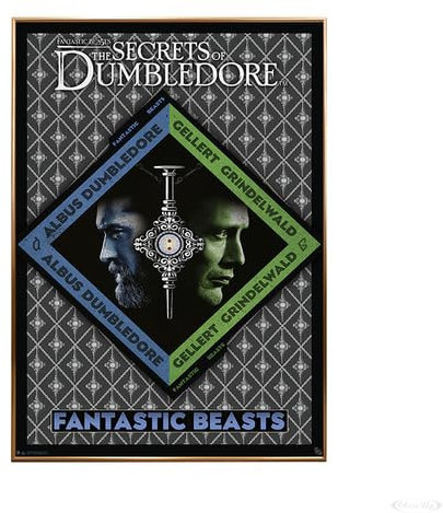 Close Up Fantastic Beasts Poster Dumbledore vs Grindelwald (93x62 cm) gerahmt in: Rahmen Kupfer