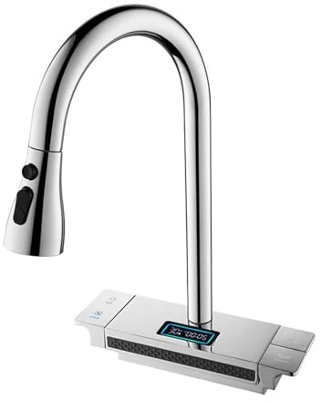 Ksunun Wasserhahn KüChe Ausziehbar, Wasserfall-KüChenarmatur Mit Brause Ausziehbar, Armatur KüChe, Waschbecken KüChe, Waschbecken Armaturen Grau, 360° Drehbare SpüLtischarmatur KüChe FüR KüChenspüLe