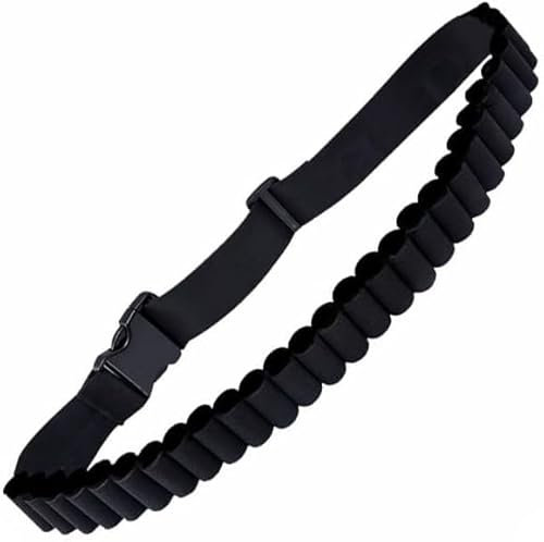 Taicols Cintura per Cartucce in Nylon,Cartuccera Cintura per Cartucce,Cintura per Cartucce Regolabile Lunga 145 cm,per Calibro 12GACintura per Cartucce da Caccia con 27 Fori (nero)