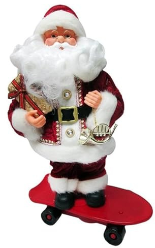 DRW Weihnachtsmann mit Monopatin mit Musik und Bewegung, 36 cm hoch
