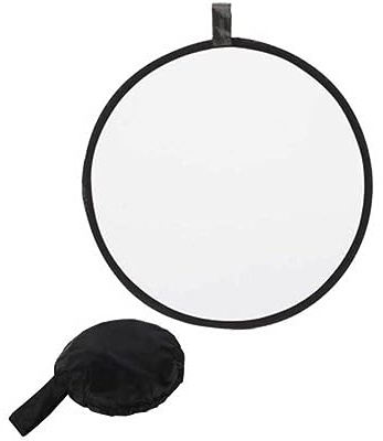 OSALADI Réflecteur Rond 80cm Argenté et Blanc en Polyester Léger Housse Zippée pour Photographie de Portrait et Éclairage Extérieur