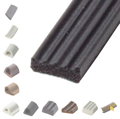 BRESKO 6-100 m Fensterdichtung Selbstklebend Dichtung Gummidichtung Epdm Türdichtung Dichtband Gummi Fenster Profil Abdichtung Dichtungsprofil (EE - 10x4 mm - schwarz, 20 m)