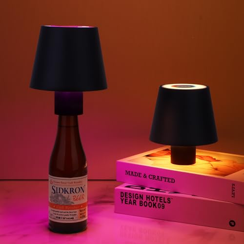 Viitech 2er LED Flaschenlicht RGB, 5200 mAh Wiederaufladbare Kabellose LED Tischlampe, Einstellbare Helligkeit und Lichtfarbe Flaschenlampe Aufsatz Flaschen-Lampe