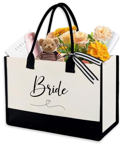 Dadoudou Tragetasche für die Braut, Geschenk für Hochzeit, Verlobung, Junggesellinnenabschied, Jahrestag, Reisen, Segeltuch-Tragetasche für Braut, Brautparty, Weiss/opulenter Garten, Large