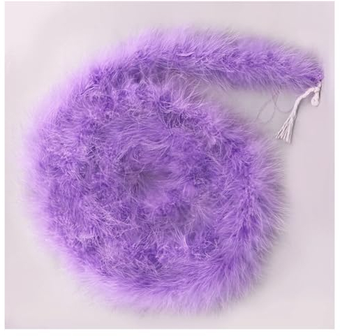 Hrlace 2 Meter Marabu Federboa Natürliche Truthah Feder Boa Flauschige Marabu Boa Feder Girlande Weihnachtsgirlande für DIY Basteln Hochzeit Weihnachten Tanzen Party Dekorationen 16g Helles Lila