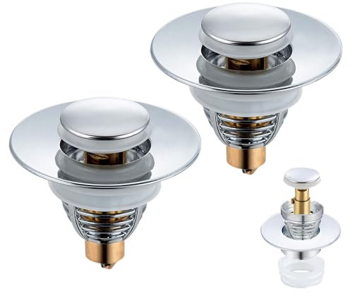 WUBAYI Universal-Waschbeckenstöpsel-Ersatz, Pop-Up-Waschbeckenstöpselabdeckung mit Sieb für 32–42 mm Abflusslöcher, Push-Typ-Spülbeckensieb für Küche und Bad, Bad, Waschbecken