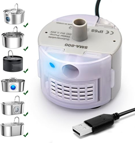 Daoxuan Cat Water Fountain Pump, SMA-800 Submersible Motor, Stainless Steel Cat Fountain Pump, 0.01L/Day, Quiet & Low Consumption, For Cats