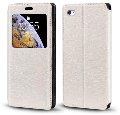 PU Leder Flip Hülle mit Unsichtbarem Magnet und Sichtfenster Kompatibel mit iPod Touch 4, Smarte Klapphülle mit Displaysicht (Weiß)