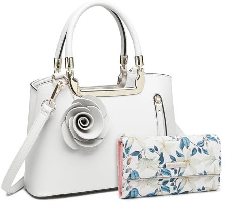 Miss Lulu Handtaschen Damen Henkeltasche mit Geldbörse 2PCS Set für Frauen Schultertaschen Geldbörse Mode PU Leder Crossbody Bag