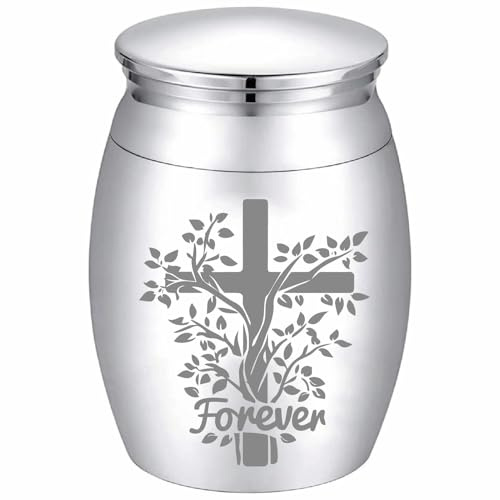 CREATCABIN Urne Funéraire Acier Inoxydable Cendres Humaines Animaux Domestiques Petite Urne Funéraire Forme Croix Conservation Cendres Commémoratif Étanche Décorative Souvenir Funéraire Stockage 4x3cm
