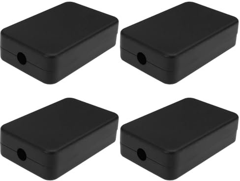 Create idea Abzweigdose, 55 x 35 x 15 mm, ABS, Elektrobox, klein, wasserdicht, für Elektronik, Leiterplattengehäuse, elektronische Hobbybox, Schwarz, 4 Stück