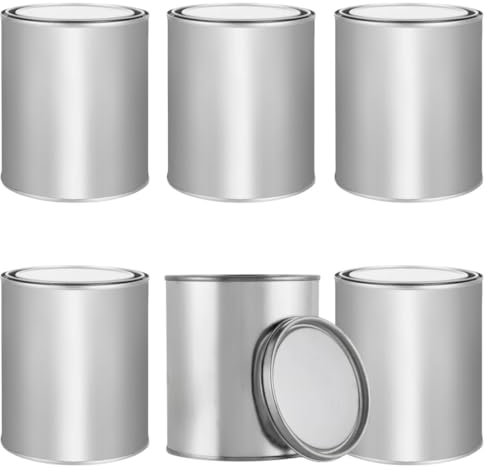 MEETOZ Lot de 6 boîtes de peinture vides de 1 litre avec couvercles, pour loisirs créatifs, projets de bricolage, peinture, arts et travaux manuels