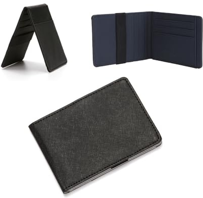 RisePlus Kartenetui Schutz Slim Wallet Herren und Damen, RFID ，Ultradünnes Kreditkartenetui mit 8 Kartenfächern, Geldband Karten Portemonnaie, Klein und Kompakt, Vintage Stil (Blau)
