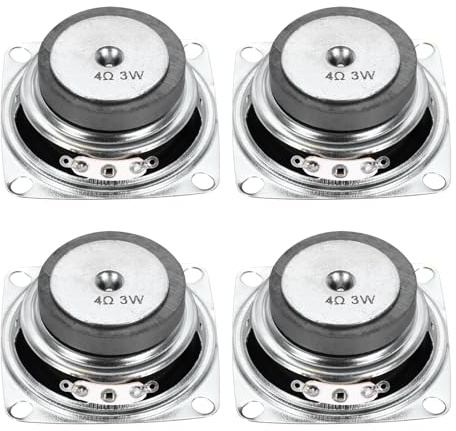 QUARKZMAN 4pcs Altavoces Pequeños 3W 4 Ohmios con Carcasa de Metal Cuadrada | Imán Micro, para Altavoces Mini DVD EVD Multimedia Móvil Máquina Publicitaria Portátil