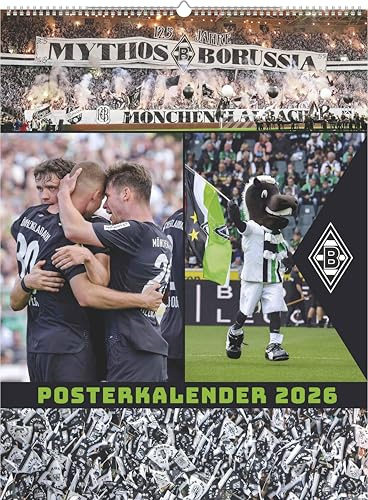 N Neumann - Borussia Mönchengladbach 2026 – Wandkalender XL 48x64 cm mit 12 Monatsblättern, internationalem Kalendarium & Spiralbindung, ... mit Spielerfotografien: Posterkalender 2026