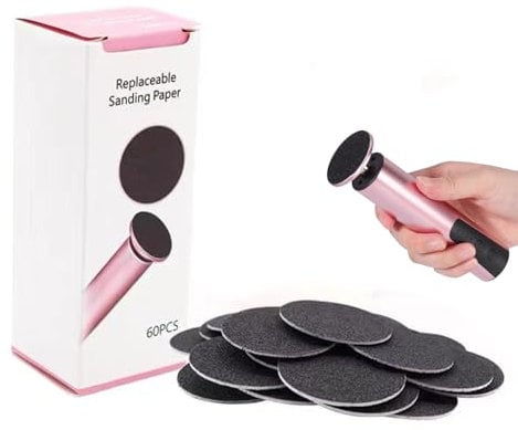 60 Ersatz-Schleifpapier Scheiben Pad für Elektrische Hornhautentferner - 30x 80er + 30x 120er Körnung | Kompatibel Fußpflege Pediküre Zubehör (Ersatz-Schleifpapier Scheiben Pad)