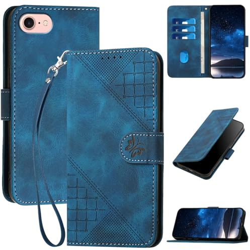 Bxithnr Custodia per iPhone 16e, Cover Portafoglio Slot per Scheda Magnetica Pelle PU con Supporto Cellulare Antiurto Protezione Flip Custodia a Libro Libretto per iPhone 16e, Blu