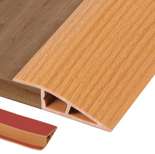 1M PVC Rubber Wheelchair Ramp Self Adhesive,Threshold Reducer,Door Floor Threshold Transition Strip,Butt Up Threshold-Moldings Trim for Doorways Carpet Floor Tile Edge(Yellow Wood Grain,1.5cm)